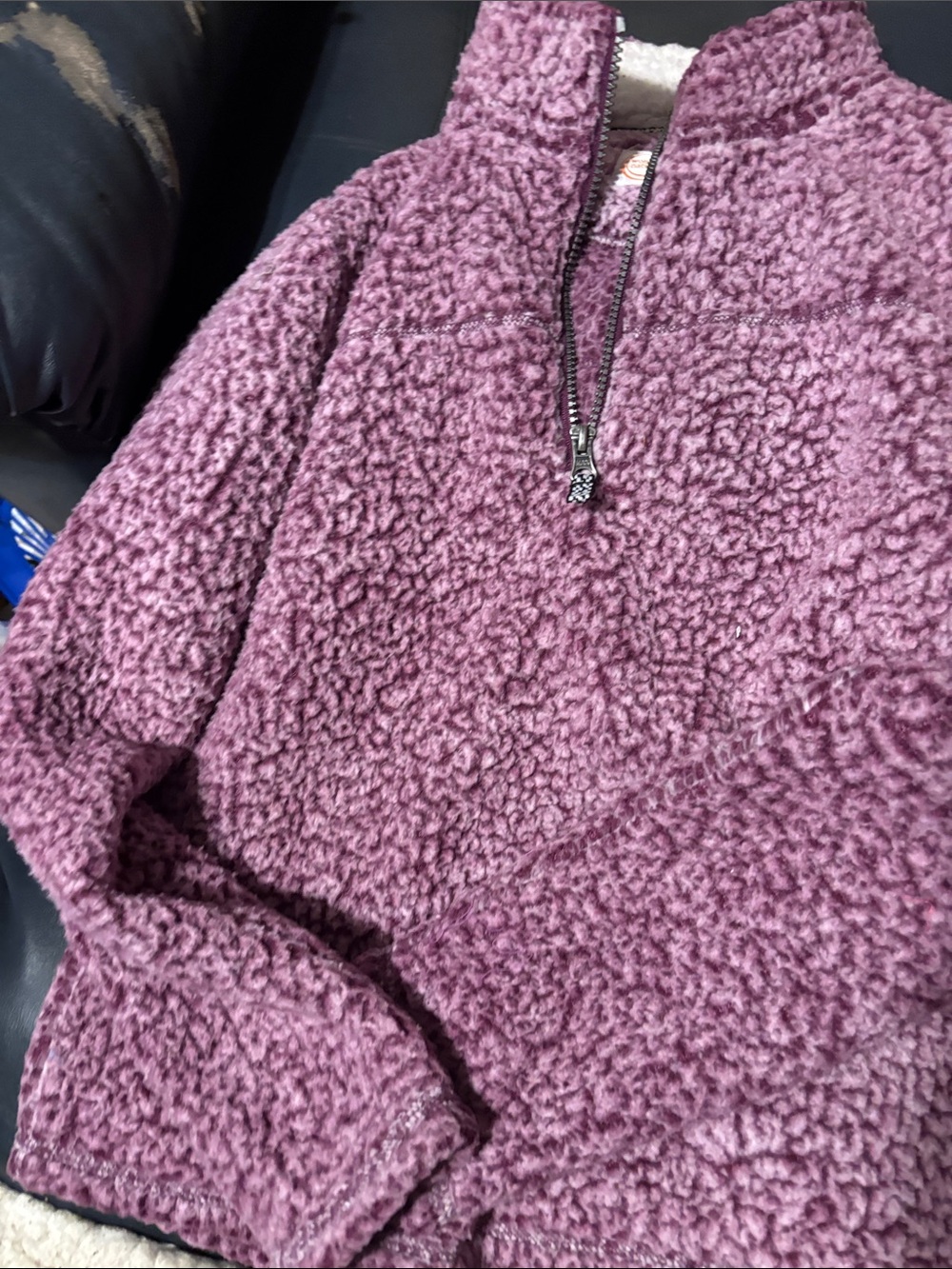 wonder nation Plush Half-Zip Sherpa pullover in Mauve Pink